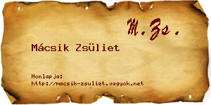 Mácsik Zsüliet névjegykártya